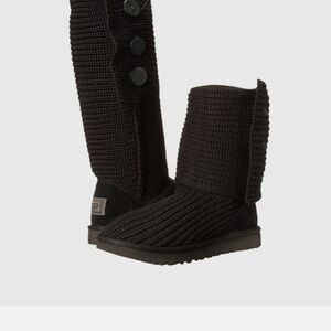 UGG Black Knit Button Boots
